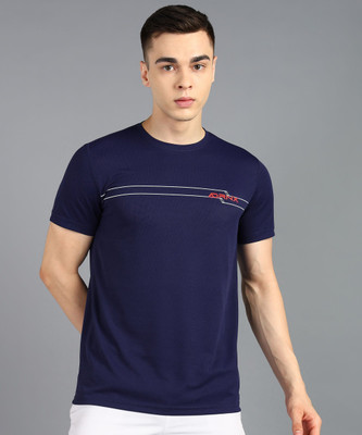 Adrenex Printed Men Round Neck Dark Blue T-Shirt