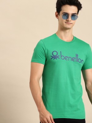 United Colors of Benetton Solid Men Round Neck Green T-Shirt