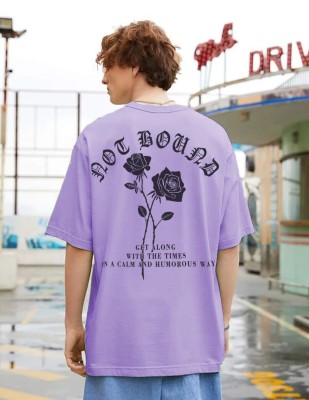 RIGO Printed, Typography Men Round Neck Purple T-Shirt