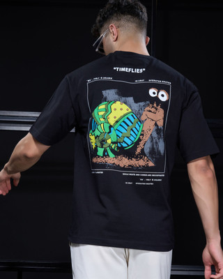 Maxzone Graphic Print, Printed Men Round Neck Black T-Shirt