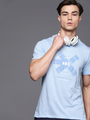 HRX by Hrithik Roshan Printed Men Round Neck Blue T-Shirt