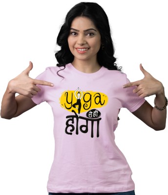 Tedhi Medhi Family Conversational, Self Design, Graphic Print, Printed Women Round Neck Pink T-Shirt