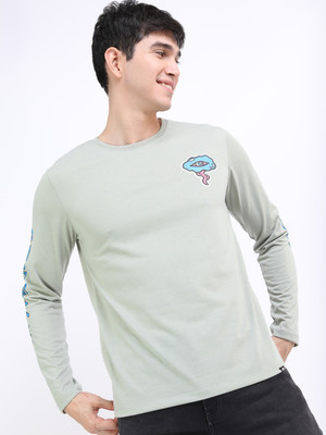 HIGHLANDER Typography Men Round Neck Green T-Shirt