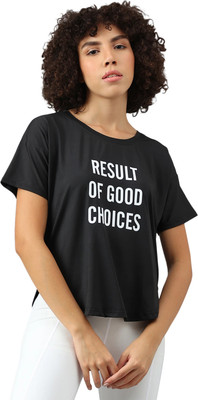 MKH Graphic Print Women Crew Neck Black T-Shirt