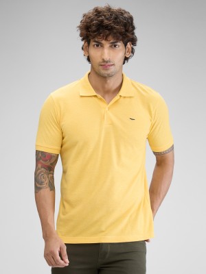 PARK AVENUE Solid Men Polo Neck Yellow T-Shirt
