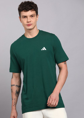 ADIDAS Solid Men Round Neck Green T-Shirt