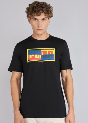 PUMA Printed Men Crew Neck Black T-Shirt