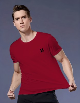 zenfit Solid Men Round Neck Maroon T-Shirt