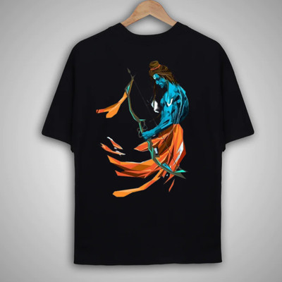 AZALMULTI Printed Men Round Neck Black T-Shirt
