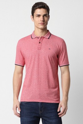 PETER ENGLAND Self Design Men Polo Neck Pink T-Shirt