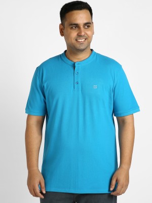 Urbano Plus Solid Men Polo Neck Blue T-Shirt