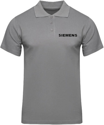 PrintHolic Solid Men Polo Neck Grey T-Shirt