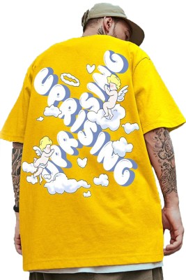 Force Graphic Print Men Round Neck Yellow T-Shirt