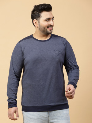 RIGO Colorblock Men Round Neck Blue T-Shirt