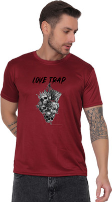 Shiv Junction Printed Men Round Neck Maroon T-Shirt