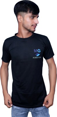 MG Forever with logo Solid Men Round Neck Reversible Black T-Shirt