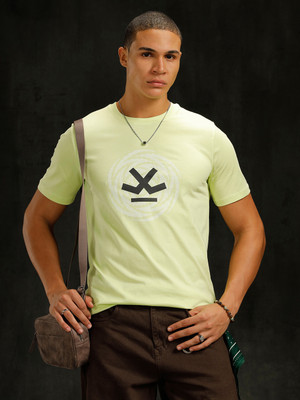 WROGN Solid Men Crew Neck Green T-Shirt