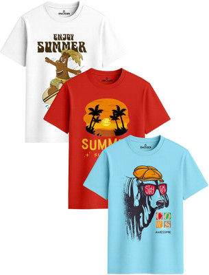 Enciger Printed Men Round Neck Red, Dark Blue, White T-Shirt