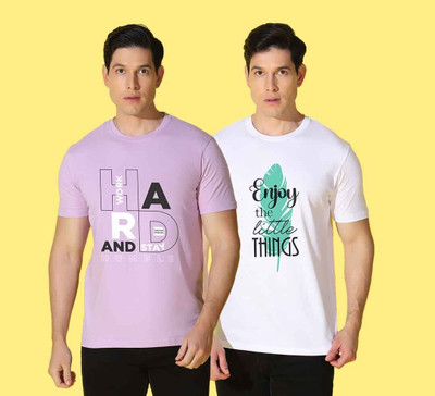 WOOSTRO Printed Men Round Neck Multicolor T-Shirt