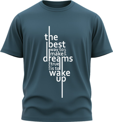 Jazira Graphic Print Men Round Neck Blue T-Shirt