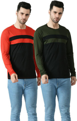 Dam Colorblock Men Round Neck Multicolor T-Shirt
