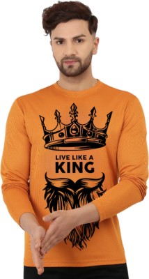 AVR Printed Men Round Neck Orange T-Shirt