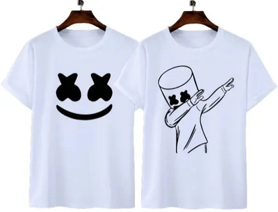 F N D Printed Men Round Neck White T-Shirt