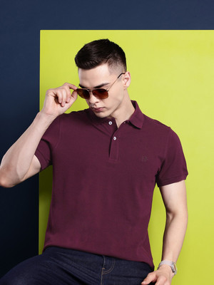 Hancock Embroidered Men Polo Neck Maroon T-Shirt