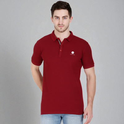 FARICON Solid Men Round Neck Red T-Shirt