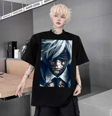 Zblack Printed Men Round Neck Black T-Shirt