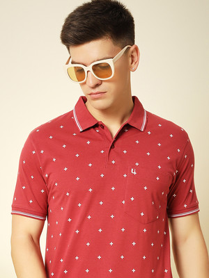 UNIBERRY Printed Men Polo Neck Red T-Shirt