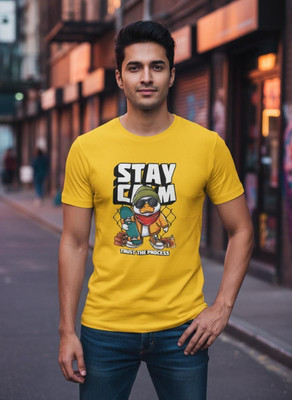 Stylewill Printed Men Round Neck Yellow T-Shirt