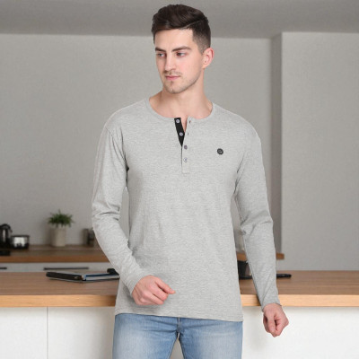 Faricon Trend Solid Men Round Neck Grey T-Shirt