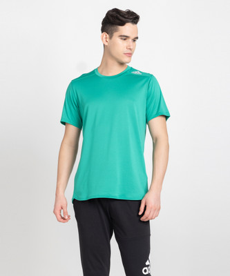 ADIDAS Printed Men Round Neck Green T-Shirt