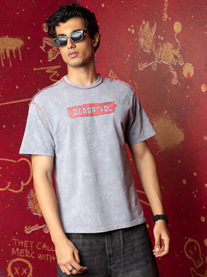 WROGN Printed Men Crew Neck Grey T-Shirt