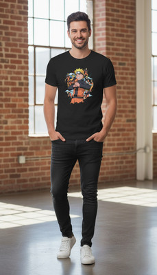 inknstyle Printed Men Round Neck Black T-Shirt