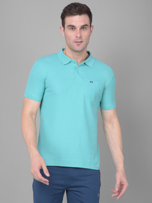Force NXT Solid Men Polo Neck Blue T-Shirt
