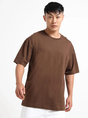 Chill Factor Solid Men Round Neck Brown T-Shirt