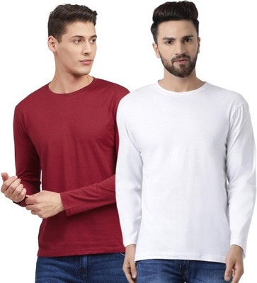 Organic Chics Solid Men Round Neck White T-Shirt