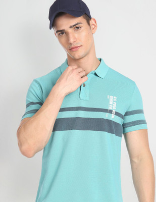 U.S. POLO ASSN. Self Design Men Polo Neck Green T-Shirt