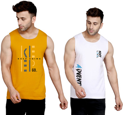 SLOWLORIS Printed Men Round Neck Brown, White T-Shirt