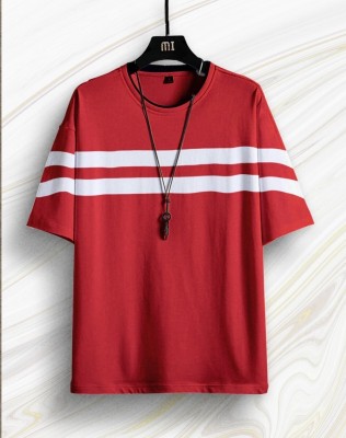 Pytton Striped Men Round Neck Red T-Shirt