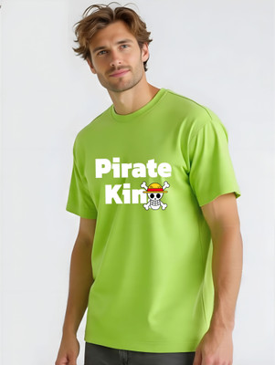 Mr Anime Cartoon, Printed Men Round Neck Green T-Shirt