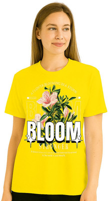 DGC Printed Women Round Neck Yellow T-Shirt
