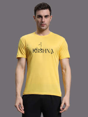 InkTees Printed Men Round Neck Yellow T-Shirt