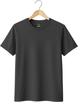 HypeDrip Solid Men Round Neck Grey T-Shirt