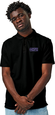 Fighterheero Printed Men Polo Neck Black T-Shirt