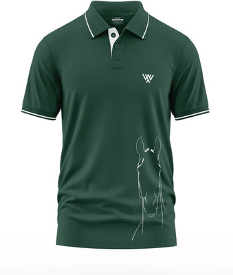 Warriorworld Printed Men Polo Neck Green T-Shirt