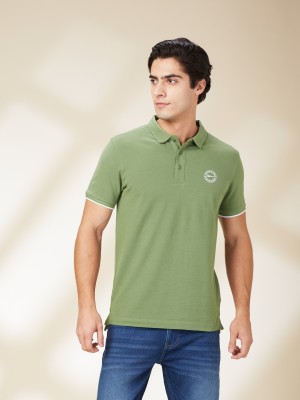 BEING HUMAN Solid Men Polo Neck Light Green T-Shirt