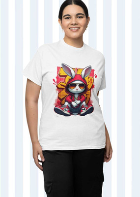 PD CLORI Solid Women Round Neck White T-Shirt